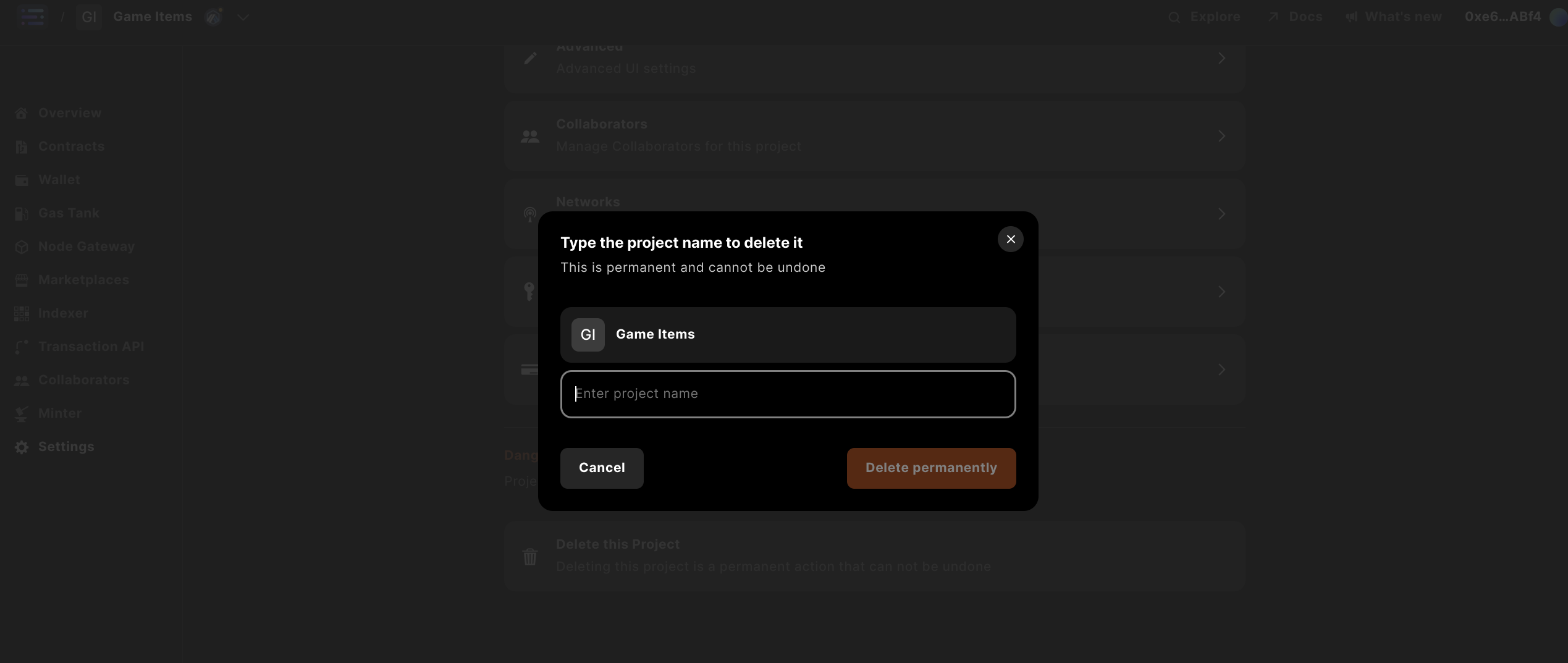 Builder delete project